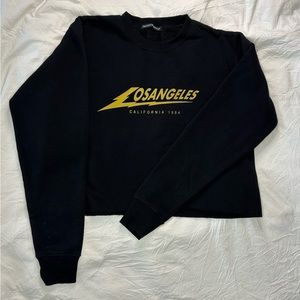 Cropped Black Los Angeles Brandy Melville Sweatshirt